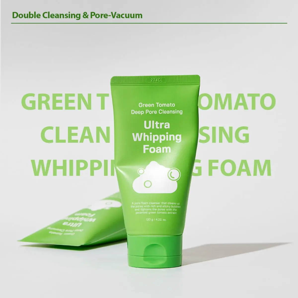 Green Tomato Deep Pore Cleansing Ultra Whipping Foam 120g - Image 2
